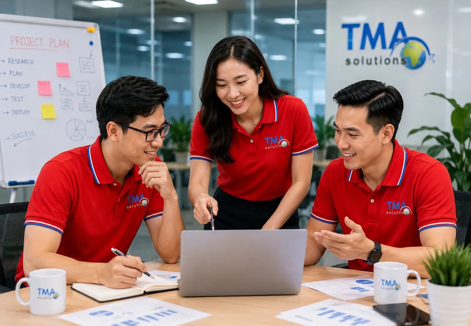 Đội ngũ TMA EduTech trao đổi công việc